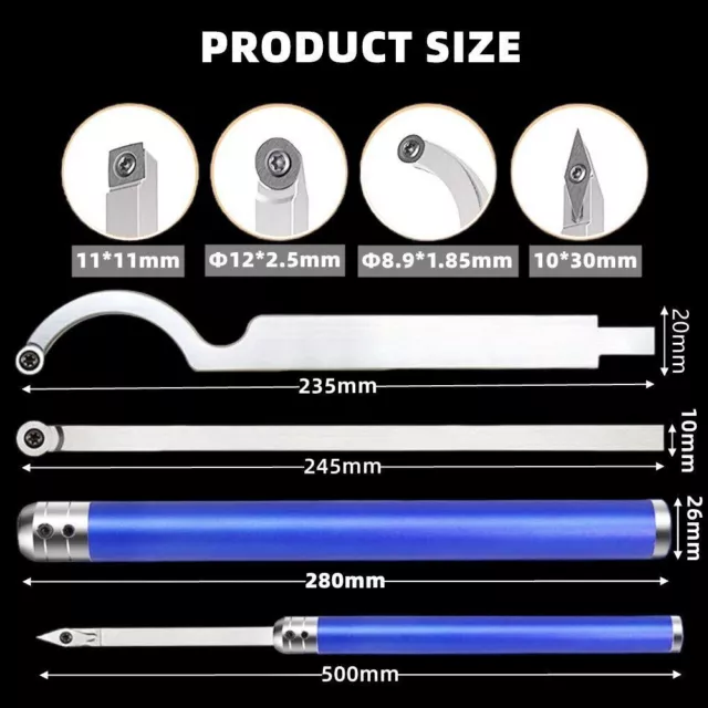 Carbide Lathe Turning Tool Kit Boring Bar Holder Set For Steel Handheld Parts 3