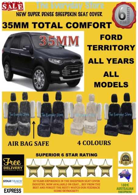 Ford Territory All Years Super Dense Sheepskin Car Seat Covers Pr Abag Safe 35MM