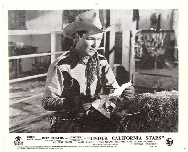 Under California Stars Original Lobby Card Roy Rogers reading note Western 1948