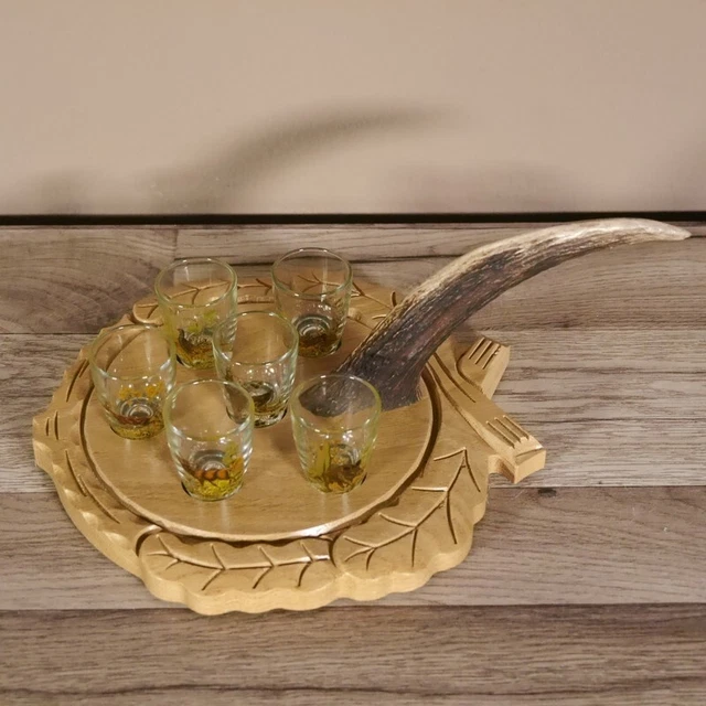 Aguardiente Proveedor Schnapsbrett H13cm Ciervo Asa Con 6 Pieza " Corto " Vasos