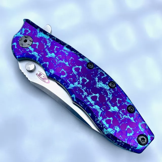 Zero Tolerance 0562Ti Flipper Rick Hinderer Plain Edge ZT 0562  Ghosted Skulls