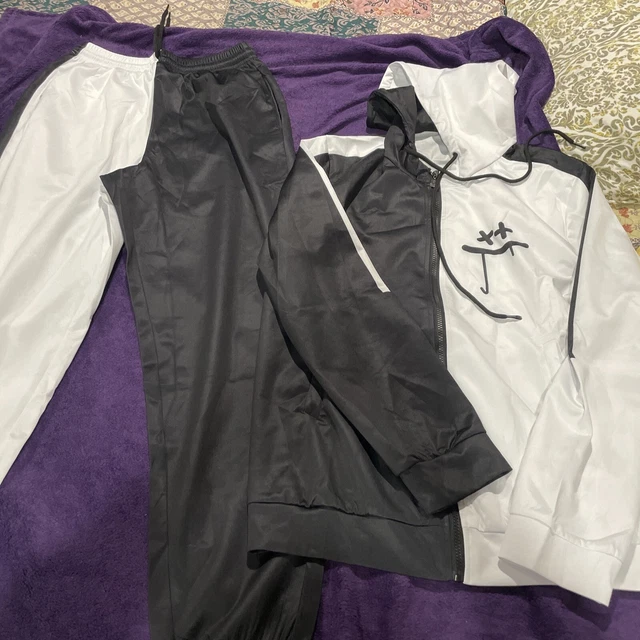 Baqian Men's Hooded Tracksuits Outfit Fitness Training XL Black & White