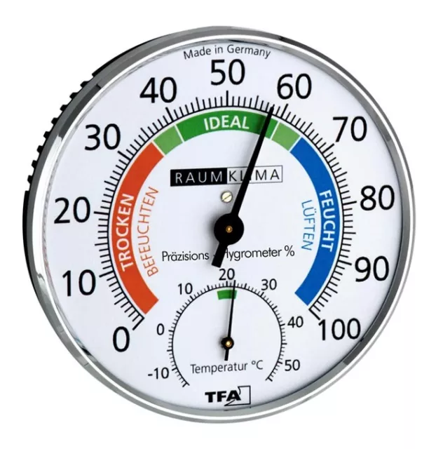 TFA 45.2030.42 Higrómetro de Precisión Termómetro Análogo Clima Ambiental