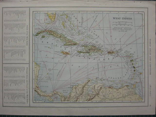 1926 Map ~ West Indies Haiti Jamaica Cuba Lesser Antilles Porto Rico