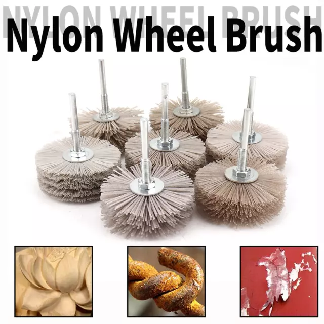 80mm Nylon Abrasive Wire Cup Brush Wheel Buffing For Drill Wood Tool 80-600 Grit