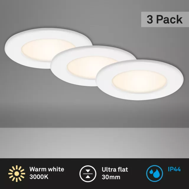 LED Einbauleuchten Ultraflach 3er Set 6 W IP44 weiß 11,5cm Kunststoff Briloner