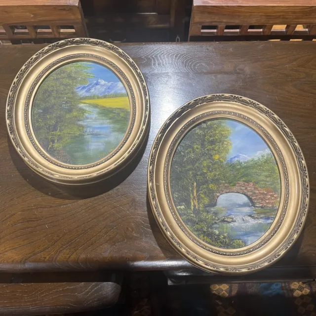 Vintage Pair Of Oil On Board Countryside Scene Signed A Medlicott
