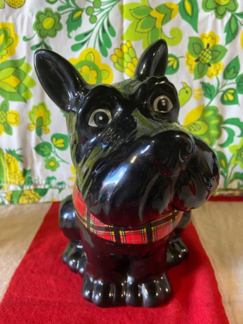 Vintage Black Scottish Westie Highland Terrier Ceramic Cookie Biscuit Jar