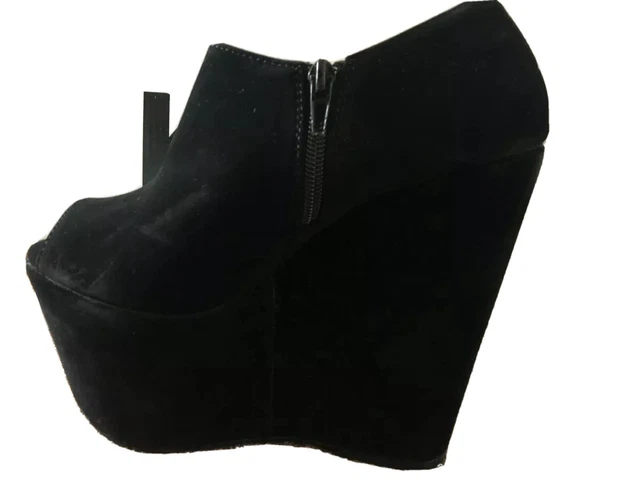 KOI COUTURE LADIES High Heels Black Suede Pu Shoes Open Toe 10.00