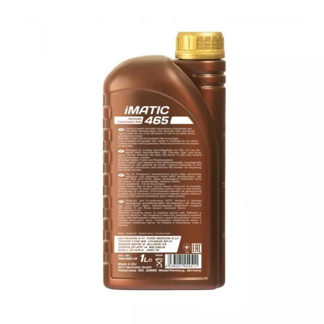 PEMCO 1 Litre Imatic 465 D VI Huile de Transmission Automatique Jaso 1A 2