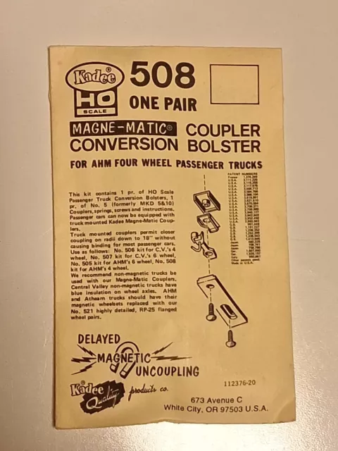 Kadee Magne-Matic Coupler Conversion Bolster  #508, BNOS 1 Pair HO Scale