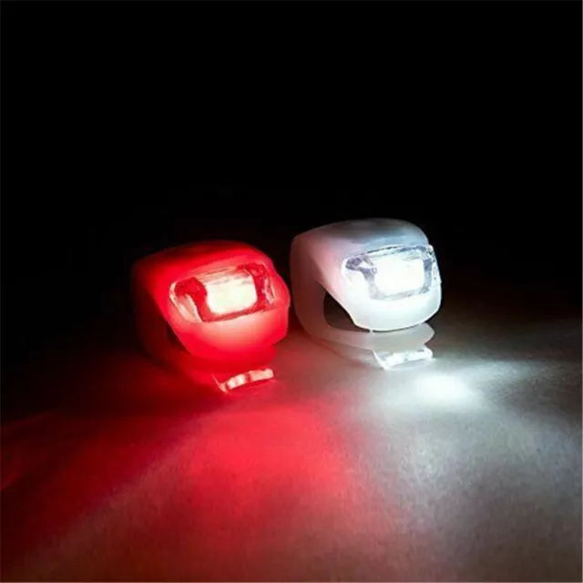 Cycle Light Clip Mountain Bike 2 Led Front Rear Lights Set Bicycle Push Silicone