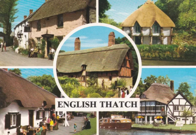 English Thatch Multiview Vintage Colour Postcard Unposted John Hinde