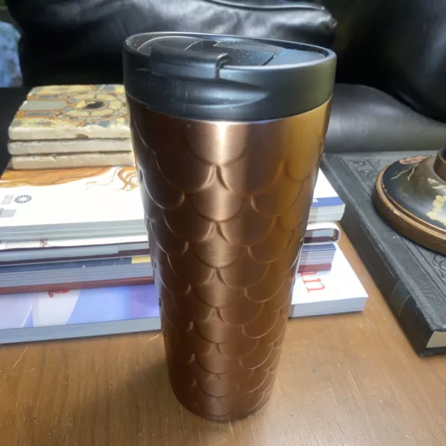 Starbucks 2017 Travel Tumbler-Copper/Rose Gold Mermaid Scales-Stainless-16 oz