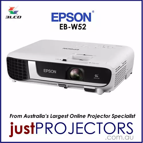 Epson EB-W52 WXGA Projector from Just Projectors. Aussie Release 2 year warranty