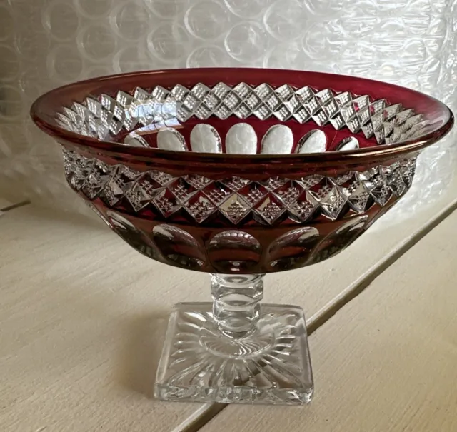Vintage Westmoreland Waterford Ruby Footed Compote Bowl EUC