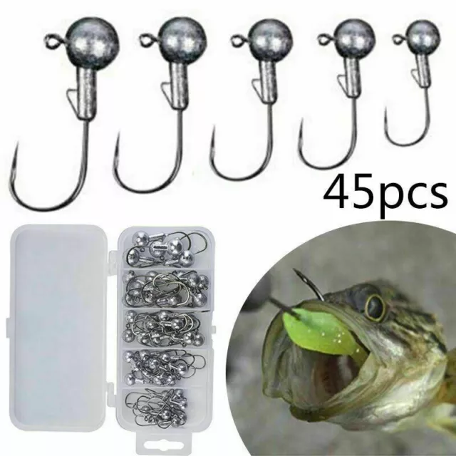 45 Stuck Jigkopf Zander rund Jighead Set Hecht Jigköpfe Rundkopf Jighaken Jigs E
