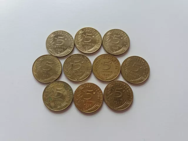 lot de pièces de monnaie 5 centimes de francs
