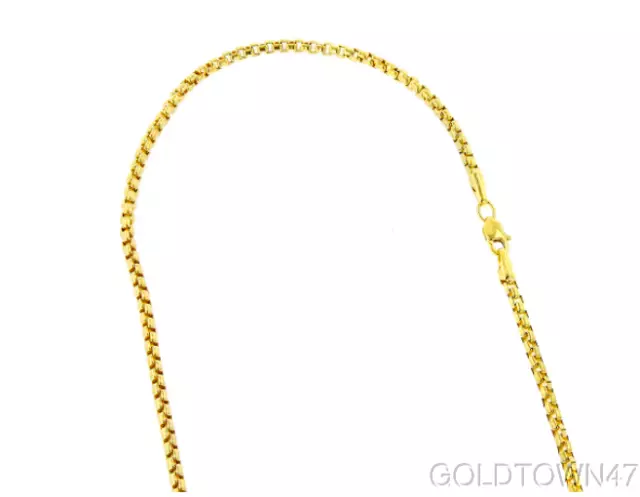 14k Yellow Gold Shiny Round Box Chain with Lobster Clasp