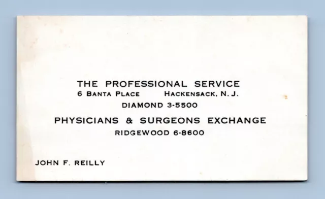Physicians and Surgeons Exchange Vtg  Business Card Ridgewood New Jersey BC1