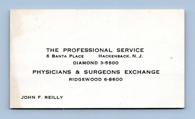 Physicians and Surgeons Exchange Vtg  Business Card Ridgewood New Jersey BC1