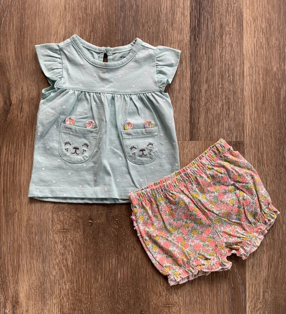 NEW Baby Girl Infant CARTER’S Short And Shirt 2-Piece Outfit Size 12 Months