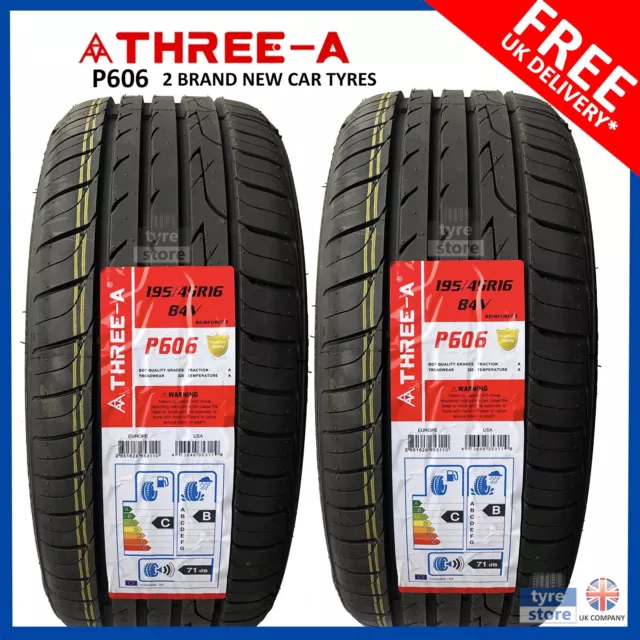 2X New 195 45 16 THREE-A P606 84V XL 195/45R16 1954516 *C/B RATED* (2 TYRES)