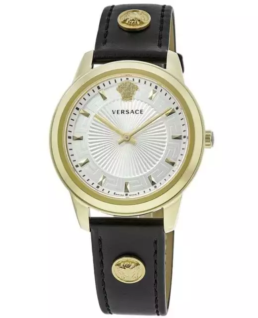 New Versace Greaca 38mm Gold Plated Leather Strap Women's Watch VEPX01021