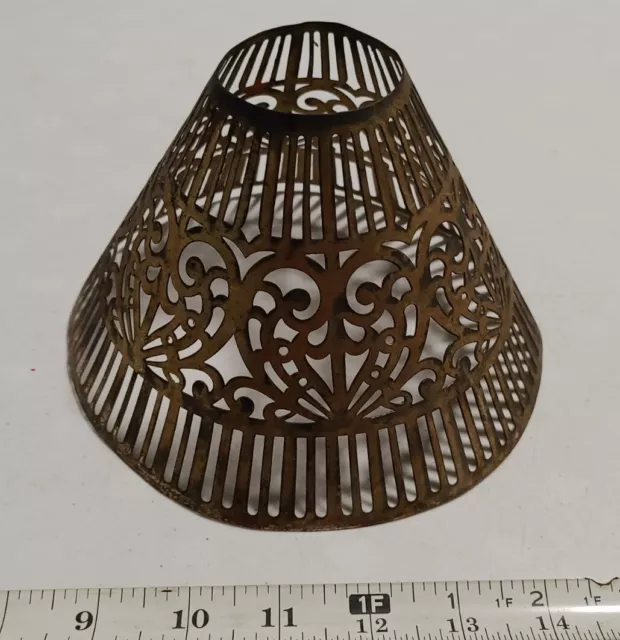 Vintage Ornate Fancy Cut Out Designs Metal Lamp? Shade Repurpose