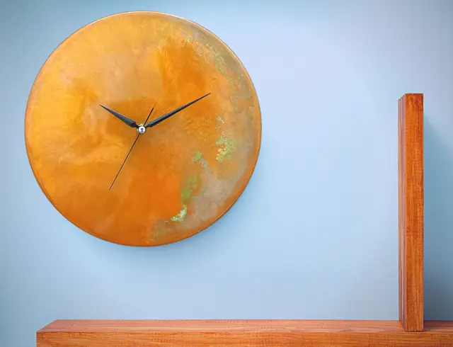 Modern Wall Clock, Unique Handmade Art Deco Patina Copper Wall Clock Wall Decor