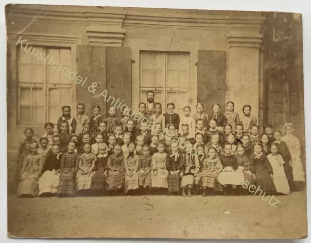 orig. Foto Fotografie Kinder Schulklasse um 1870 Albumin