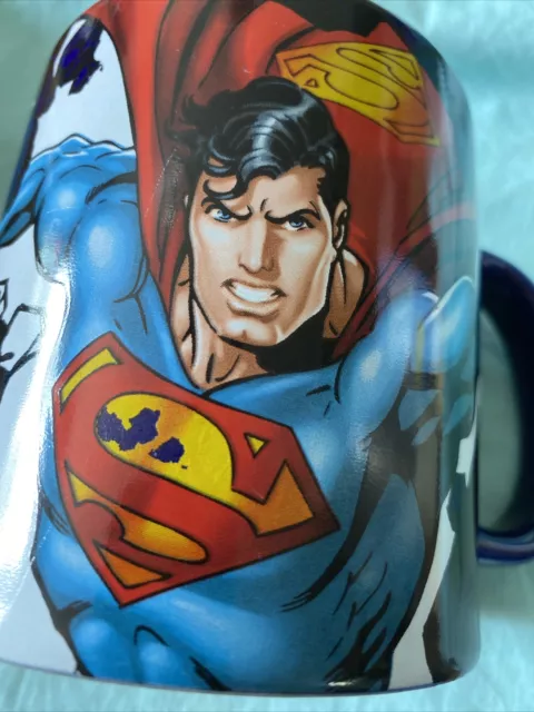 Jumbo Superman DC Comics Coffee Mug Tea Cup Ceramic Cobalt Blue Embossed Logo