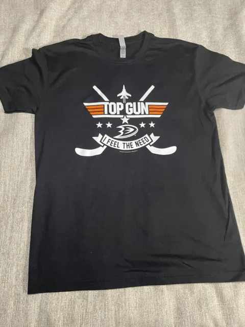 Top Gun Shirt Men’s Medium Top Gun Classic Graphic Black Mighty Ducks Hockey