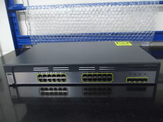 Cisco WS-C3750G-24TS-E 24-PORT Gigabit Interruptor + 4X SFP Puertos