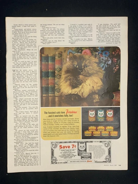 Magazine Ad* - 1965 - Friskies Cat Food - long haired grey