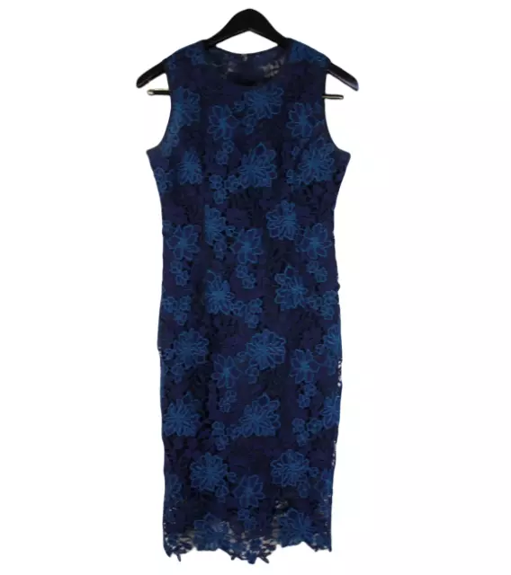 White House Black Market WHBM Navy Turquoise Lace Midi Dress Womens Size 0 NWT