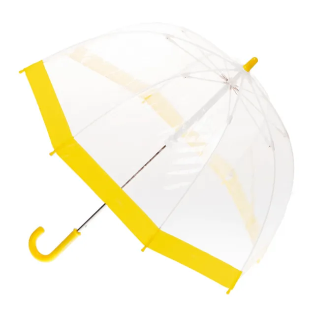 Clifton Kids 67cm Clear PVC Dome/Birdcage Umbrella Wind Resistant Yellow Border