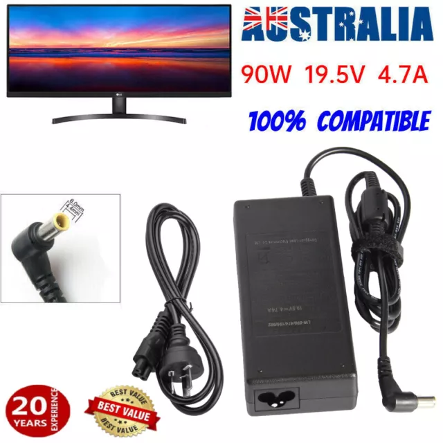 For LG 19V LED LCD Monitor Widescreen HDTV Power Cord Charger Adapter 19” to 28”