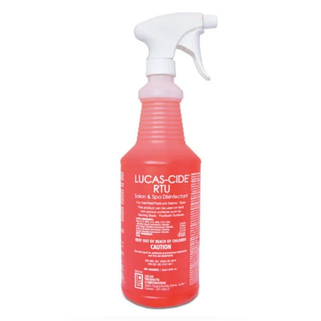 NEW! Lucas-Cide RTU Disinfectant - 32oz Spa Disinfectant Tanning Bed Cleaner