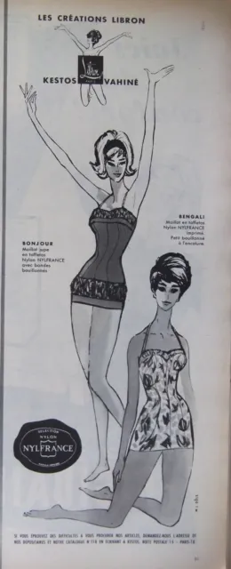 Publicité 1959 Les Créations Libron Kestos Vahiné Bengali Bonjour - Advertising