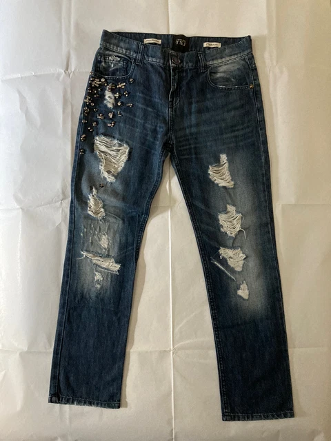 TWINSET SIMONA BARBIERI jeans Strappati Con strass Taglia M donna