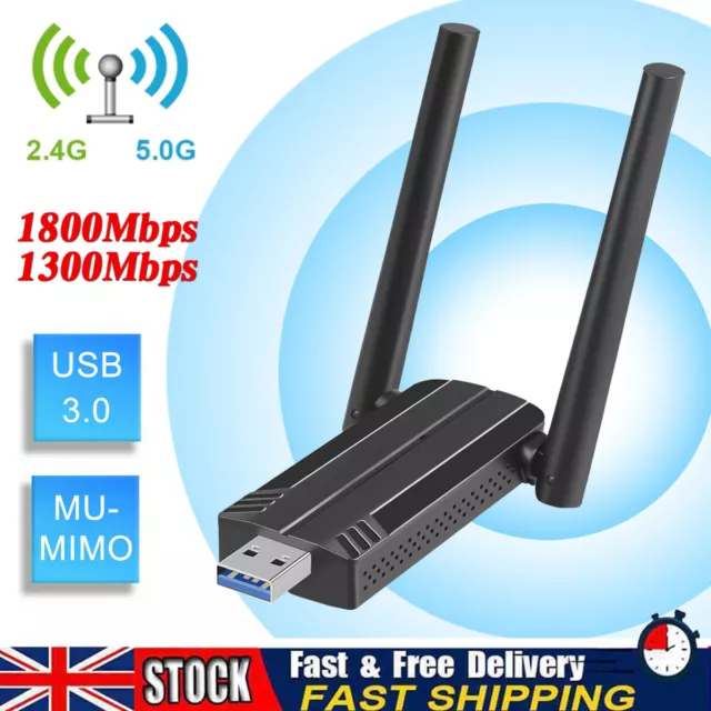 1800Mbps 5GHz Dual Band USB 3.0 Wireless Wifi Dongle Adapter for Desktop Laptop