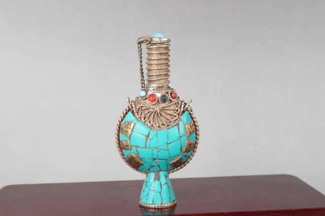 old chinese Feng shui turquoise snuff bottle