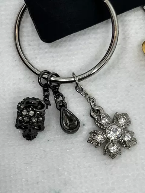 Vanessa Mooney Charm Earrings Silver Hoops Skull Ora flower rhinestone Prom 2