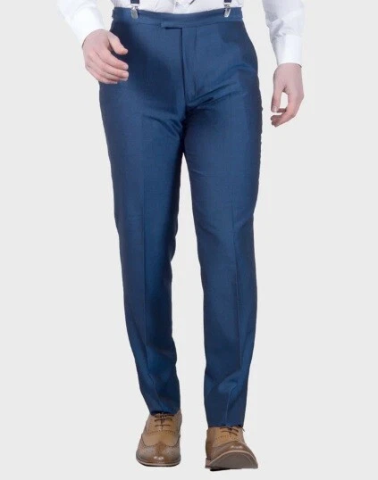 Torre Electric Blue Mohair Trousers - Ex Hire - Wedding - Ascot - Formal VGC