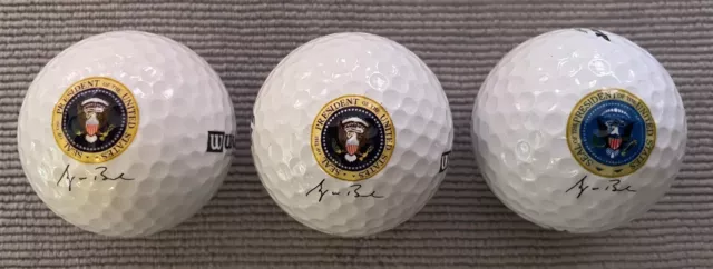 Set of 3 Vintage George W. Bush Golf Balls w/Seal & Signature- Very Clean