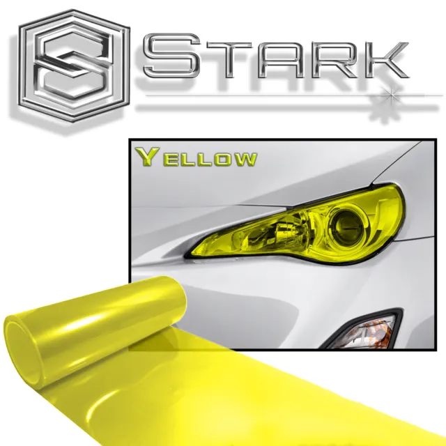 12" x 24" In Yellow Tint Headlights Tail Lights Fog Lights Vinyl Wrap Film (I)