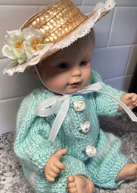 OOAK Straw Hat for 14" Dolls Like BSB, Shea Helen Kish, American Girl, 6” Hat