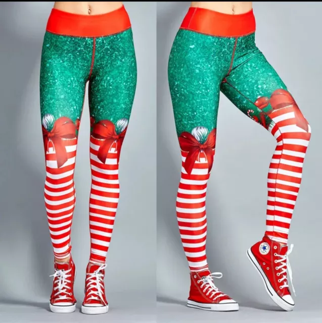 Leggings Natale per Ragazze e Donna Pantaloni Yoga Sportivi Stampati Digitalmente 3D 2
