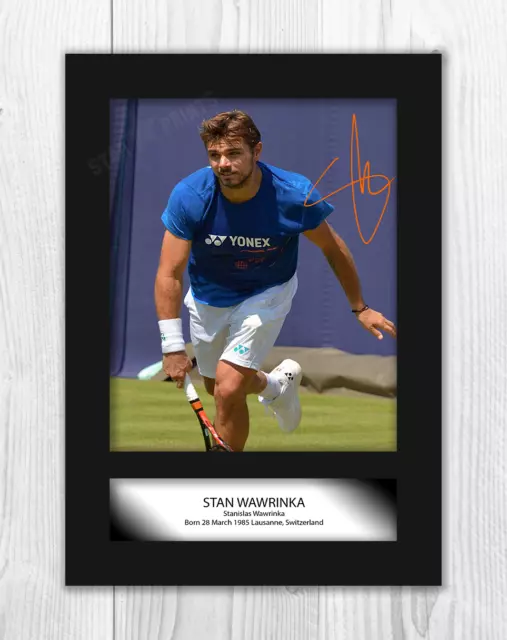 Stan Wawrinka 1 A4 signiert montiert Foto Bild Poster mit Rahmenwahl